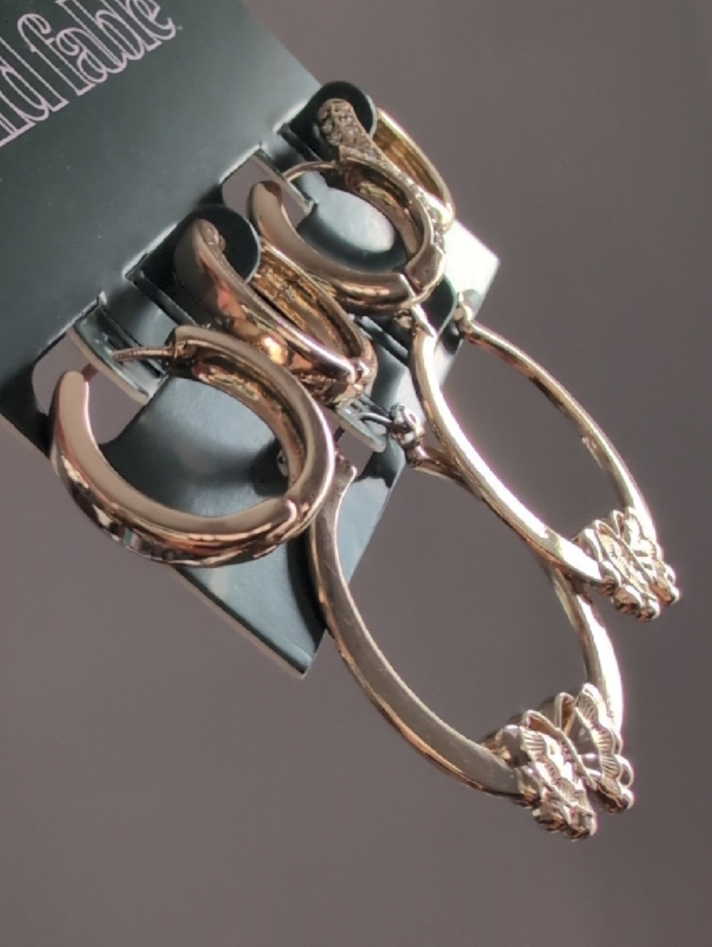 wild fable Gold Hoop Earring Set with Crystal and Butterfly Accents - Picture 6 of 8